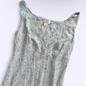 Vintage Loft Blue Ditsy Floral Dress Rayon Ruffle Hem Size 12